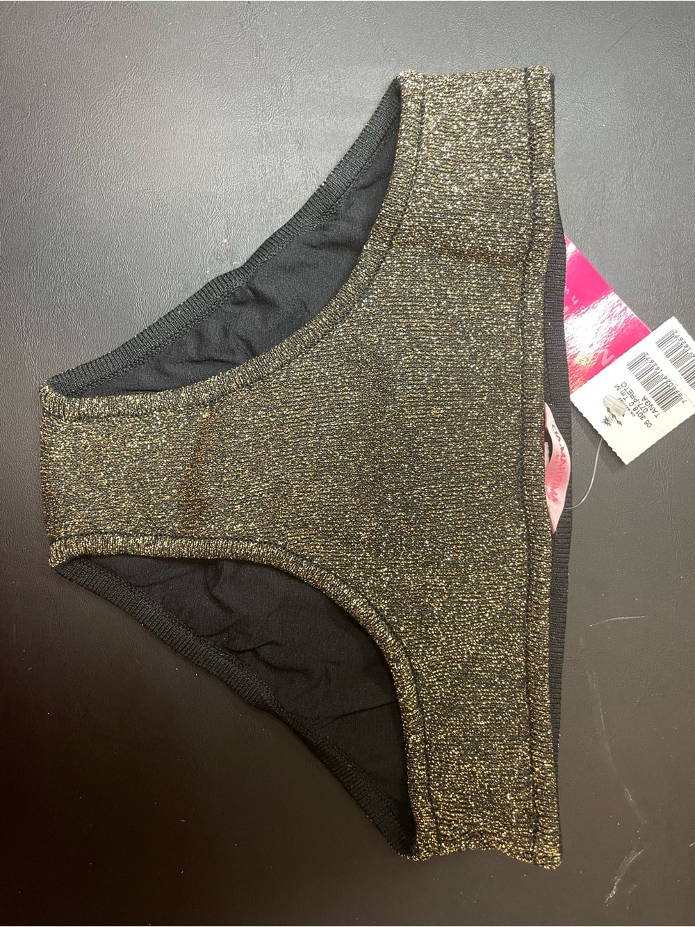 NWT Cia. Marítima Brazilian Bikini Bottom – Black & Gold Metallic – Size M